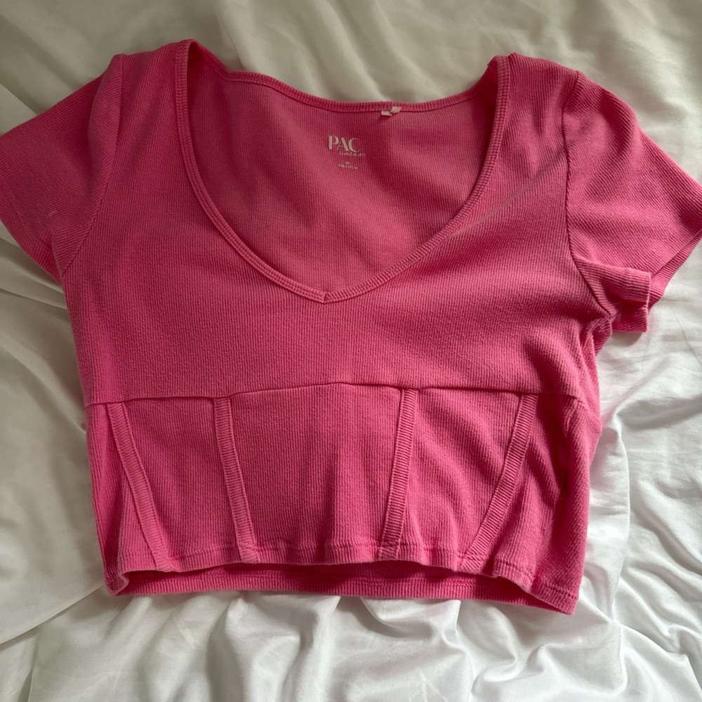 PacSun Pink Fitted Crop T-Shirt